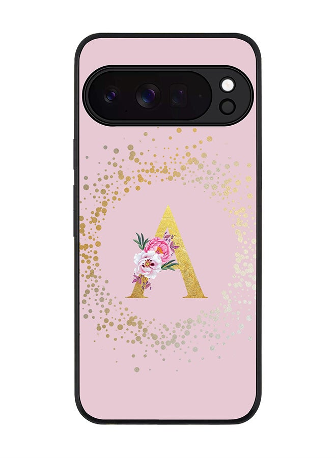 For Google Pixel 10 Pro XL Case,Slim fit Camera Protection, Shockproof Thin Phone cover  - Custom Monogram Floral - A  (Pink )